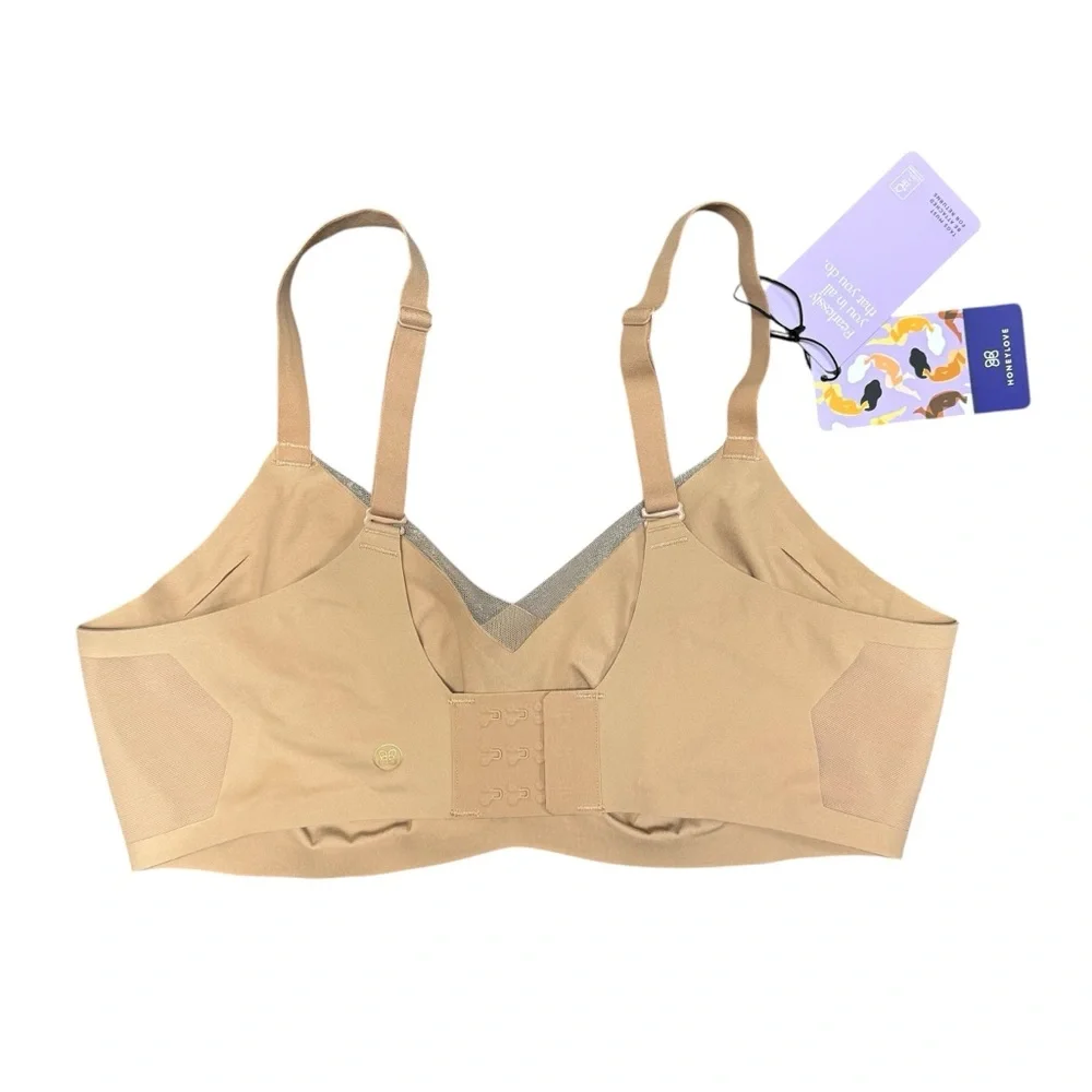 NEW Honeylove CrossOver Bra Sand Tan Large L NWT